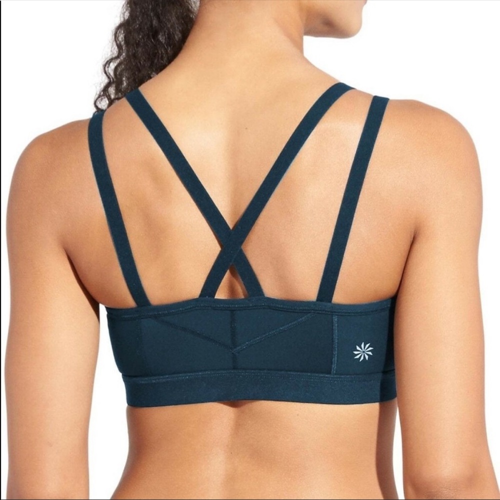 Athleta Sculptek Strappy Stealth Sports Bra Teal